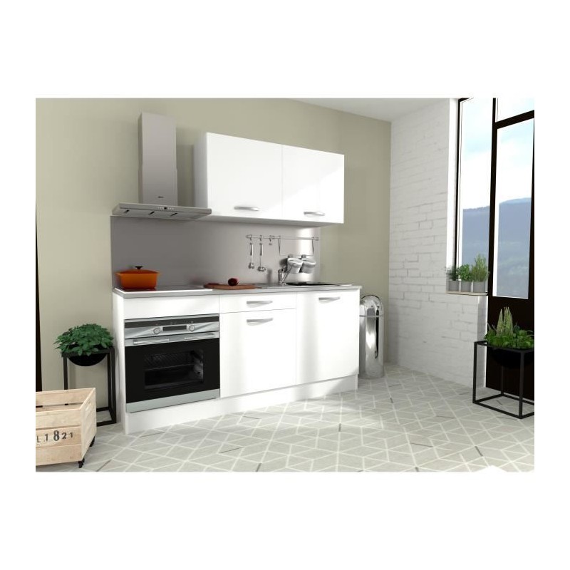 Cuisine complete OSLO - L 180cm - Blanc Mat - Plan de travail inclus