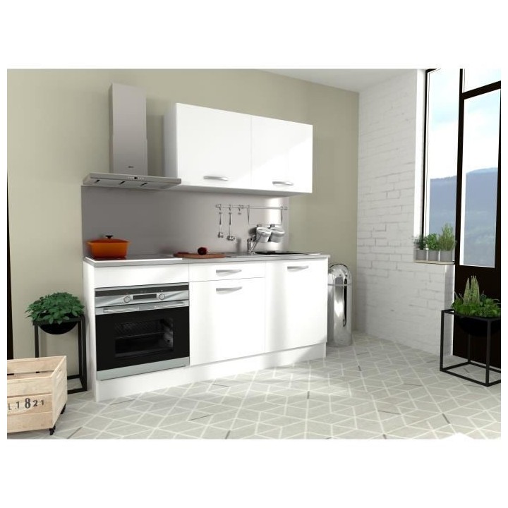 Cuisine complete OSLO - L 180cm - Blanc Mat - Plan de travail inclus