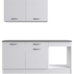 Cuisine complete OSLO - L 180cm - Blanc Mat - Plan de travail inclus