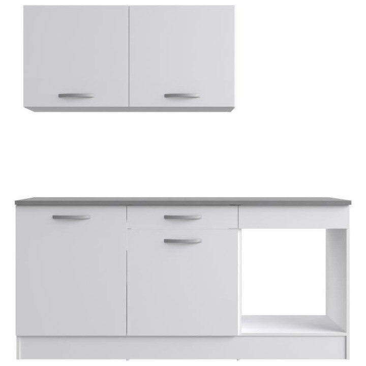 Cuisine complete OSLO - L 180cm - Blanc Mat - Plan de travail inclus