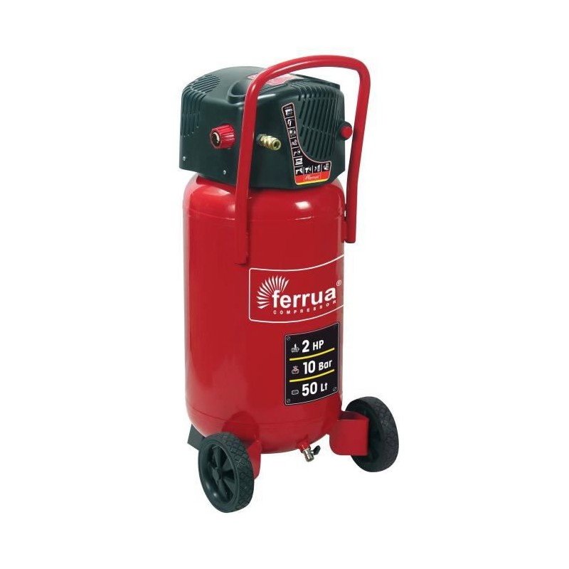 Compresseur d'air vertical Ferrua 425089 - 50L - 1500W - 10 bars - 2 CV