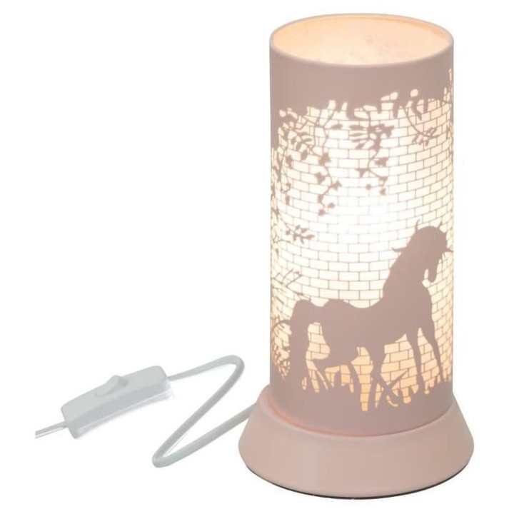 Lampe décor en métal - E14 - 25 W - H. 20,5 cm - Rose