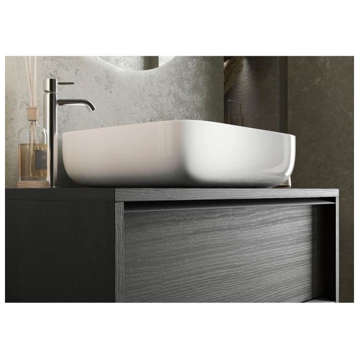 STEEL Ensemble Meuble salle de bain L 92 + vasque + 2 Tiroirs - Colori