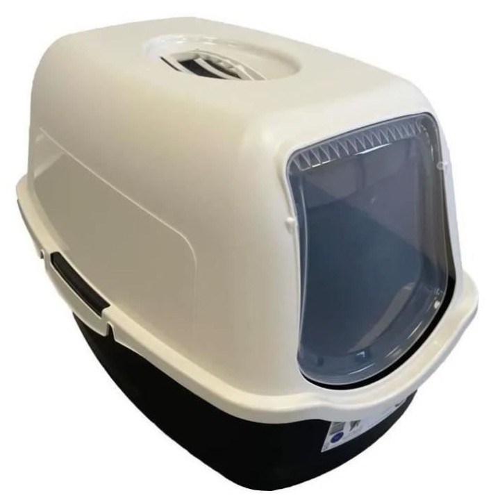 PET DESIGN Sacha Maison de toilette - 56 x 40 x 39 cm - Noir et blanc