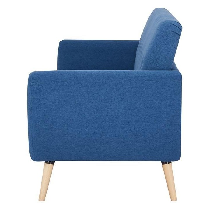 Canapé 3 places LILLY -Tissu Bleu - L 193 x P 79 x H 86 cm