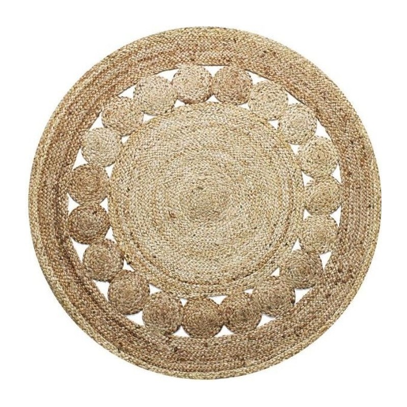 Tapis DECO Jute ROSACE diam 90 cm - Naturel