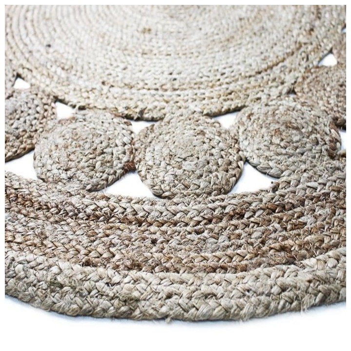 Tapis DECO Jute ROSACE diam 90 cm - Naturel