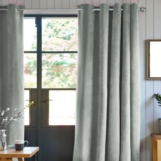 Rideau velours 100% Polyester - Gris clair - 140x250 cm