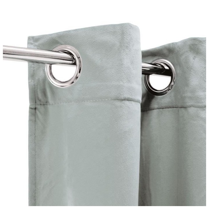 Rideau velours 100% Polyester - Gris clair - 140x250 cm