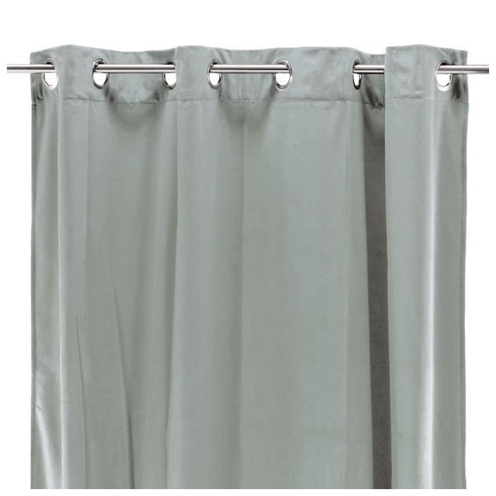 Rideau velours 100% Polyester - Gris clair - 140x250 cm