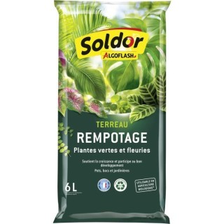 ALGOFLASH - Terreau Rempotage, Plantes Vertes et Plantes Fleuries 6 L
