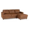 Canapé d'angle droit 4 places - Tissu marron vintage - Contemporain - L 215 x P 140 x H 86 cm - PAUL