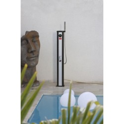 Douche extérieure solaire Solaris ELITE - Réservoir 18L - Mitigeur et douchette - A sceller - Ø15 x H118 cm