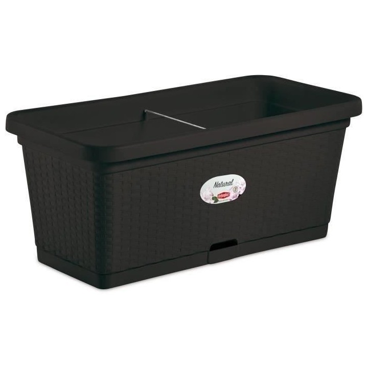Bac a fleur rectangulaire NATURAL - 66L - 80 cm - Plastique - Anthraci