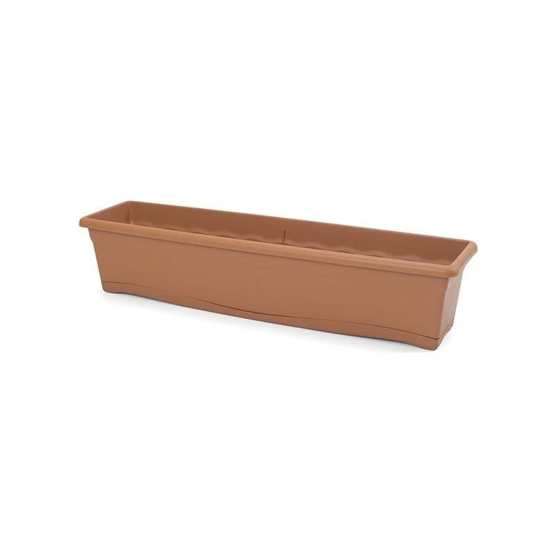 PLASTIKEN Jardiniere rectangulaire Ø 80 X 20 cm avec plateau - Terracotta