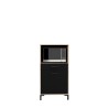 FACTORY Demi colonne 60 cm - 1 porte et 1 tiroir - L 60 x P 43 x H 118 cm - Chene et noir - EKIPA