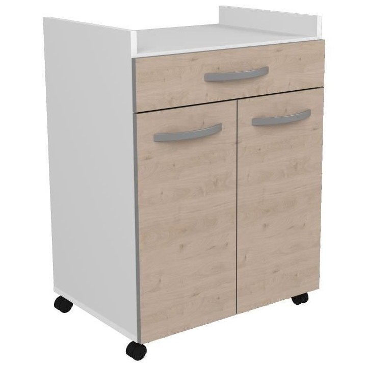 OSLO Desserte de 60 cm - 1 Tiroir et 1 Porte - L 60 x P 44 x H 81 cm -