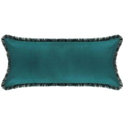 Coussin Velours brodé Feel Polyester - 25x58 cm - Bleu Canard