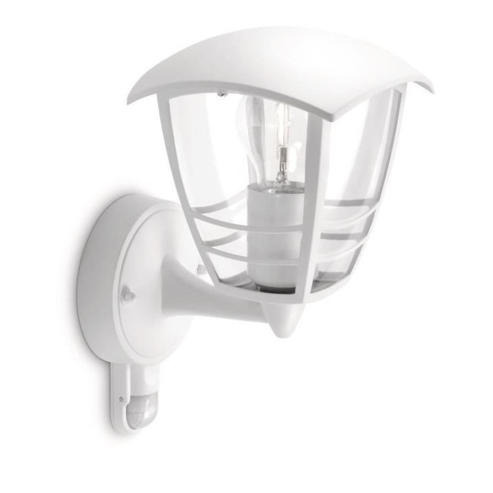 CREEK-Applique d'extérieur Montante avec Détecteur Métal H25cm Blan