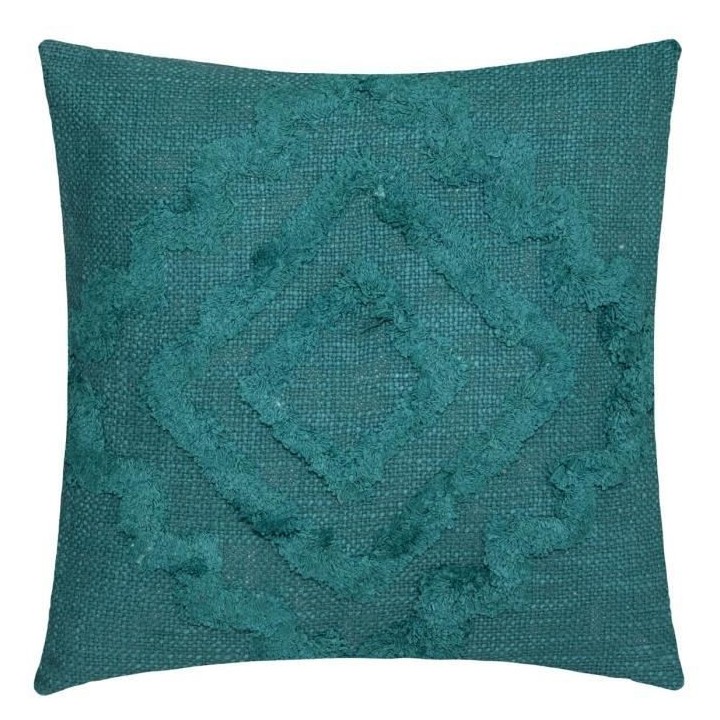 Coussin Tuft Inca - 40 x 40 cm - Bleu Canard