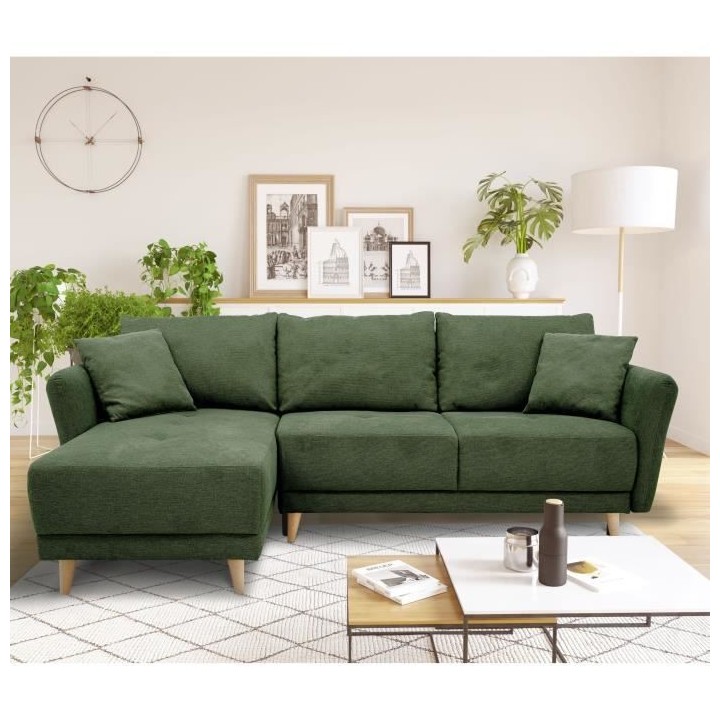 Canapé d'angle convertible réversible 3-4 places CLAUDIUS - Tissu Ve