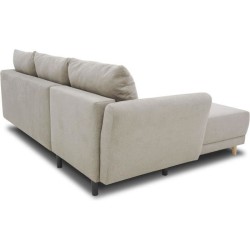 Canapé d'angle convertible réversible 3-4 places CLAUDIUS - Tissu Beige - Coffre de rangement - L 244 x P 158 x H 95 cm