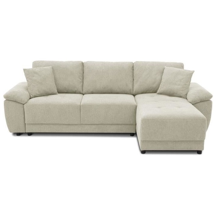 Canapé d'angle convertible réversible 4 places ARIEL - Tissu Beige -