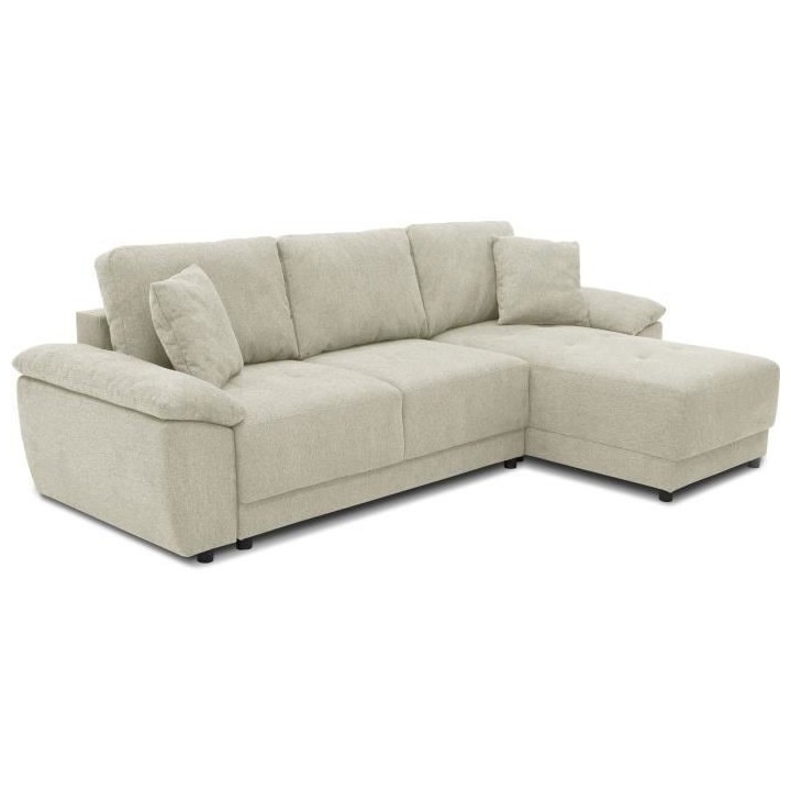 Canapé d'angle convertible réversible 4 places ARIEL - Tissu Beige -