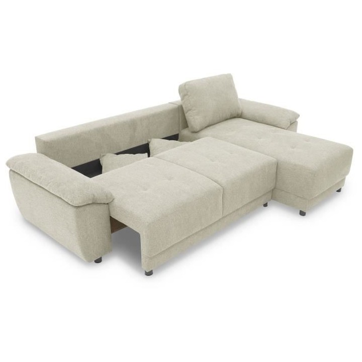 Canapé d'angle convertible réversible 4 places ARIEL - Tissu Beige -