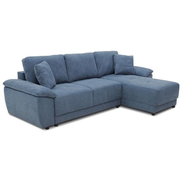 Canapé d'angle convertible réversible 4 places ARIEL - Tissu Bleu -