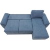 Canapé d'angle convertible réversible 4 places ARIEL - Tissu Bleu - Coffre de rangement - L 257 x P 159 x H 88 cm