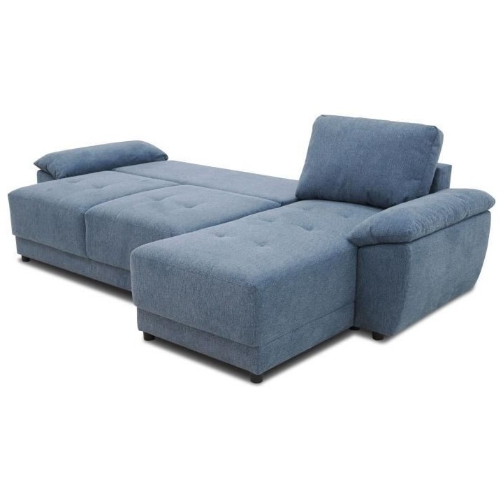 Canapé d'angle convertible réversible 4 places ARIEL - Tissu Bleu -