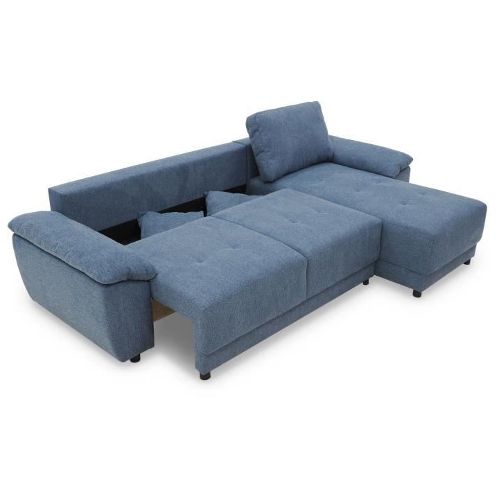 Canapé d'angle convertible réversible 4 places ARIEL - Tissu Bleu -