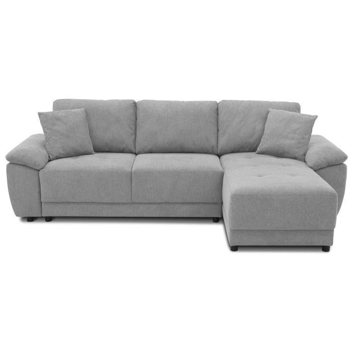 Canapé d'angle convertible réversible 4 places ARIEL - Tissu Gris -