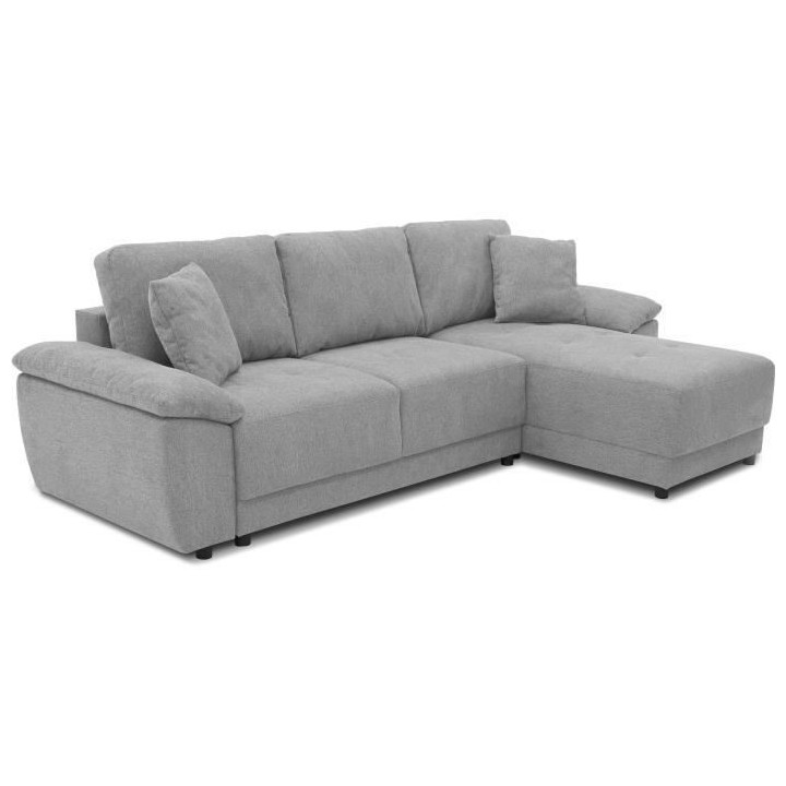 Canapé d'angle convertible réversible 4 places ARIEL - Tissu Gris -