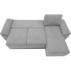 Canapé d'angle convertible réversible 4 places ARIEL - Tissu Gris - Coffre de rangement - L 257 x P 159 x H 88 cm