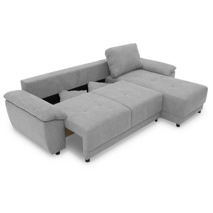 Canapé d'angle convertible réversible 4 places ARIEL - Tissu Gris -