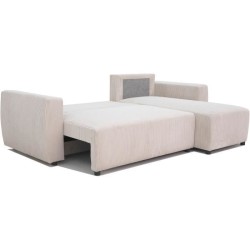 Canapé d'angle convertible réversible 3-4 places PHARELL - Velours côtelé beige - Coffre de rangement - L 230x P 155 x H 71-