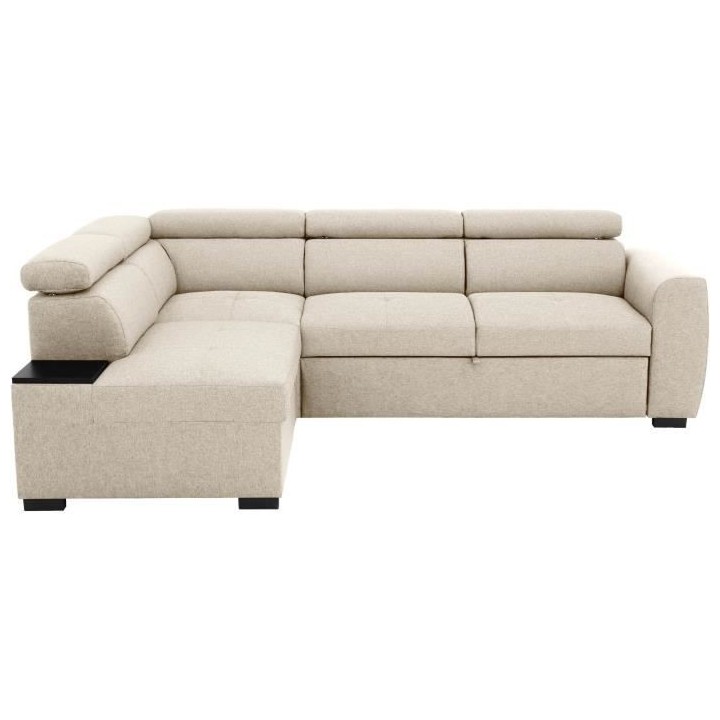 Canapé d'angle convertible réversible 4-5 places KELIO - Tissu Beige