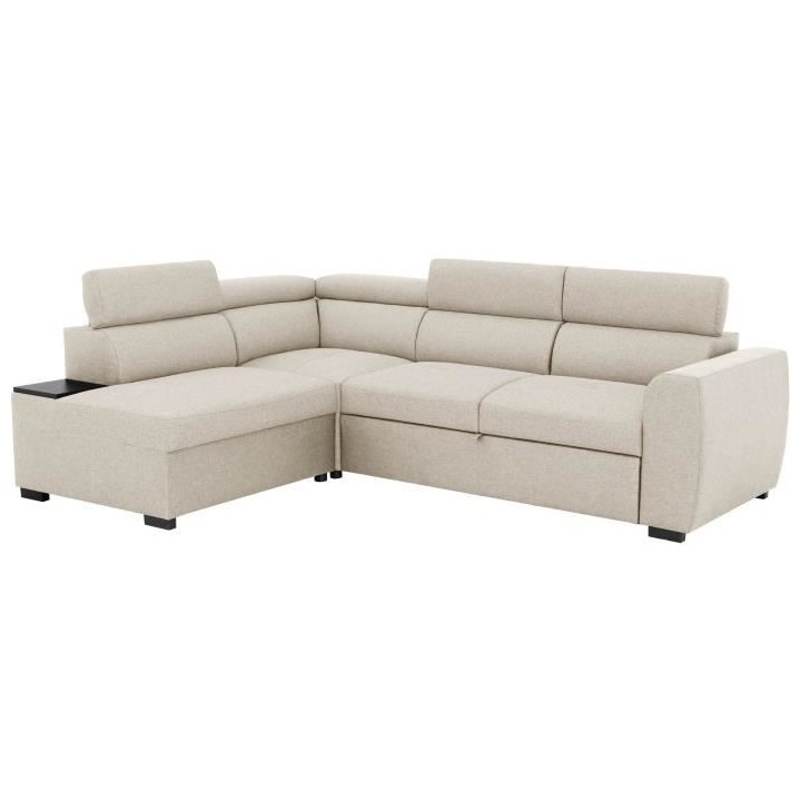 Canapé d'angle convertible réversible 4-5 places KELIO - Tissu Beige