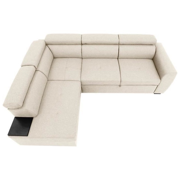 Canapé d'angle convertible réversible 4-5 places KELIO - Tissu Beige