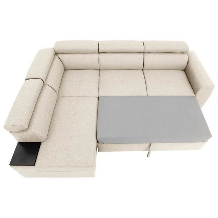 Canapé d'angle convertible réversible 4-5 places KELIO - Tissu Beige