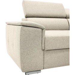 Canapé d'angle convertible réversible 3-4 places DAYTONA - Tissu Beige - Coffre de rangement - L 260 x P 218 x H 77 cm