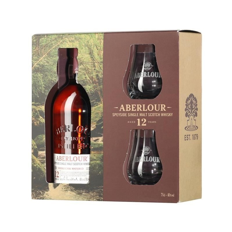 Aberlour - 12 ans - Coffret Whisky + 2 verres - 40,0% Vol. - 70cl