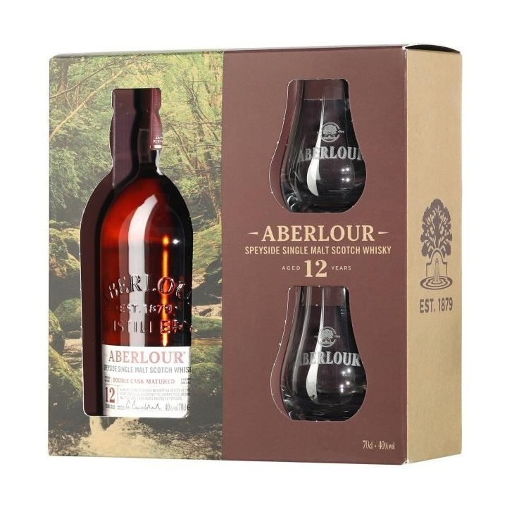 Aberlour - 12 ans - Coffret Whisky + 2 verres - 40,0% Vol. - 70cl