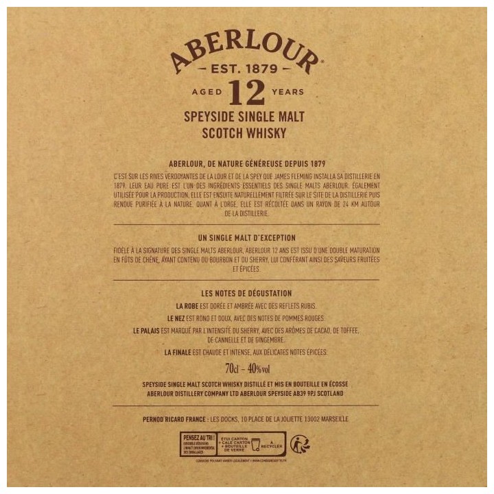 Aberlour - 12 ans - Coffret Whisky + 2 verres - 40,0% Vol. - 70cl