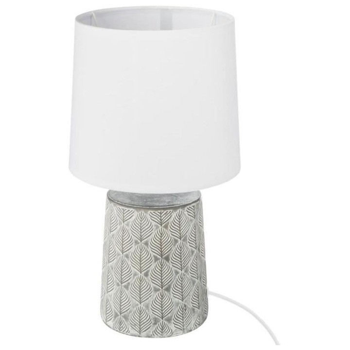 Lampe a poser en gres - E27 - 60 W - H. 35,5 cm - Gris