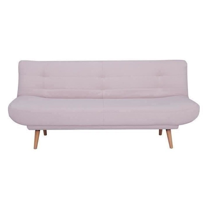 Clic-clac 2 places - Tissu rose - Pieds en bois - L 188 x P 86 x 88 cm