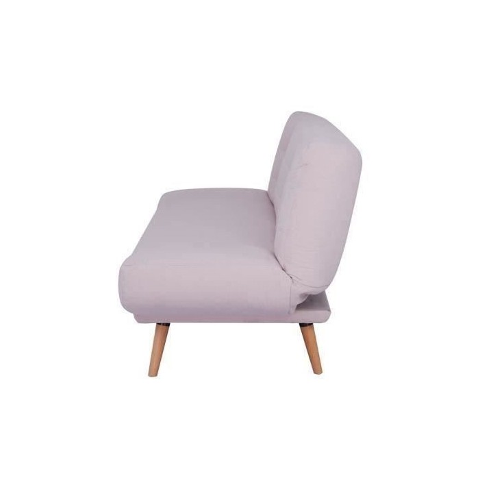 Clic-clac 2 places - Tissu rose - Pieds en bois - L 188 x P 86 x 88 cm