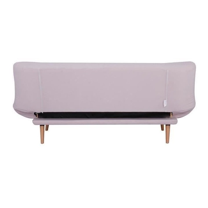 Clic-clac 2 places - Tissu rose - Pieds en bois - L 188 x P 86 x 88 cm